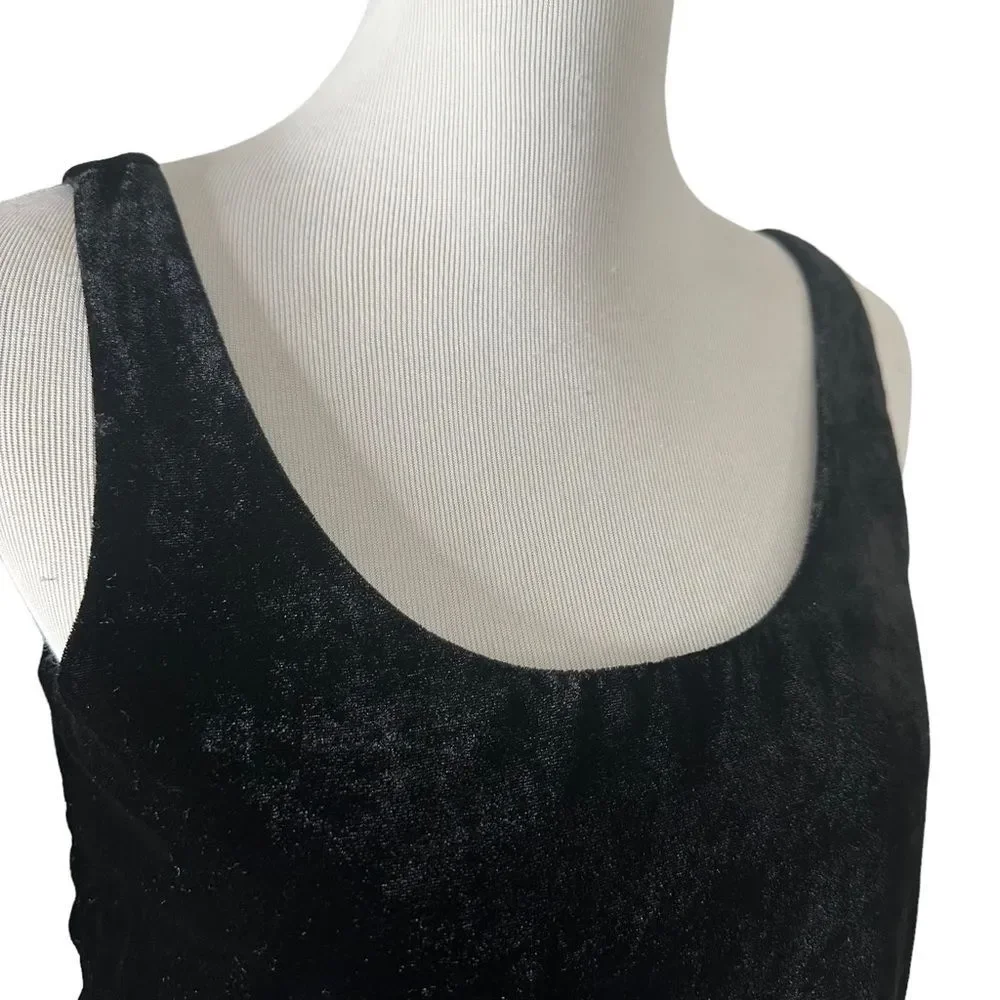 J Crew Black Velvet Tank‎ Top Women Size 0 Sleeveless Layering Minimalist
